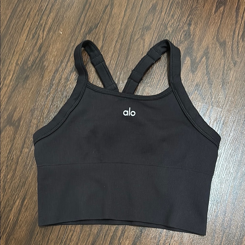 Alo Black ribbed Sports Bra